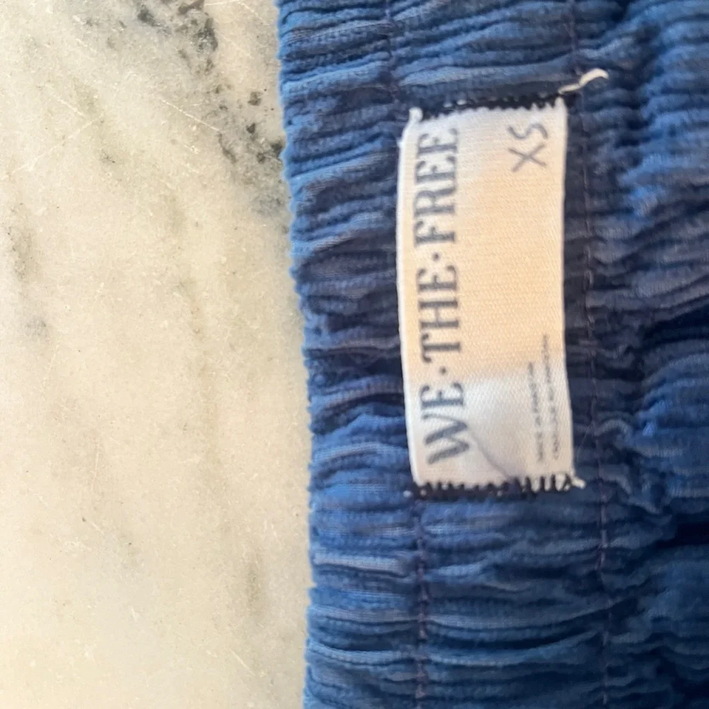 We The Free | Free People Blue Corduroy Pants XS Wide Leg Drawstring Waist - Picture 2 of 9